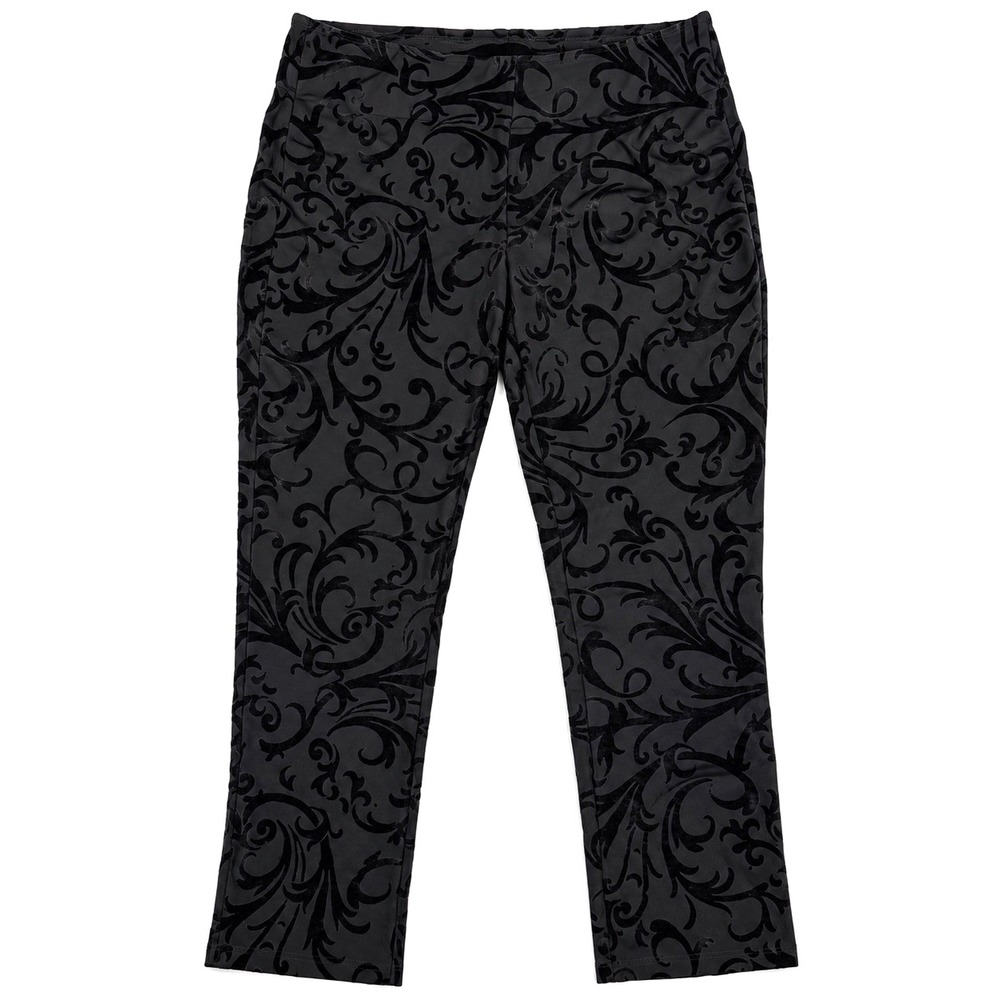 Chico's So Slimming Juliet Slim Ankle Pants Size 2 US 12 Black Velvet Flocked